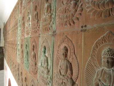 Buddha icons in the walls inside the pagoda