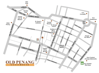 Location of Old Penang Guesthouse